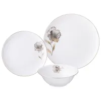 Набор посуды на 4 персоны, 12 предметов, Inspiration, золотой цветок – Lefard