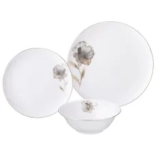 Набор посуды на 4 персоны, 12 предметов, Inspiration, золотой цветок – Lefard