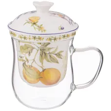 Стеклянная кружка стеклянная с ситом прованс лимоны 500 мл - Lefard