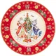 Тарелка обеденная дед мороз и снегурочка 27 см красная - Lefard