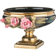 Чаша декоративная розы черная высота=23 см диаметр=33 см - STELLA