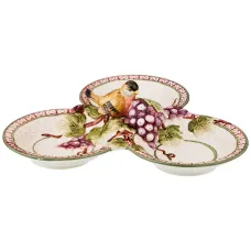 Менажница 3 секции Птица и виноград 30*30*8 см – Lefard