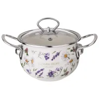 Кастрюля эмалированная со стеклянной крышкой серия Flower Stor, 2 л диа. 18 см – Agness