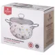 Кастрюля эмалированная со стеклянной крышкой серия Flower Story, 2.8 л диа. 20 см - Agness