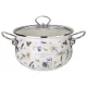 Кастрюля эмалированная со стеклянной крышкой серия Flower Story, 3.8 л диа. 22 см - Agness