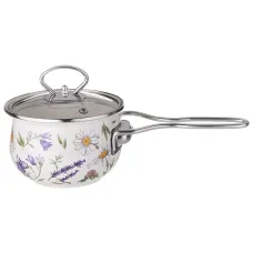 Ковш эмалированный серия Flower Story 900 мл диа 14 см - Agness