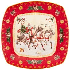 Блюдо Тройка квадратное 25x4,2 см красное – Lefard