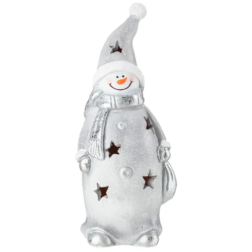 Фигурка декоративная снеговик в колпаке с мешком с подсветкой 13*11*31cм - Lefard