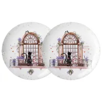 Набор тарелок обеденных Лавандовые коты 2 штуки 25,5*2,5 см – Lefard