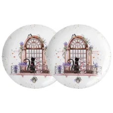 Набор тарелок обеденных Лавандовые коты 2 штуки 25,5*2,5 см – Lefard