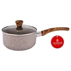 Ковшик с антипригарным покрытием, ручка Soft Touch и стеклянной крышкой Арктик 1 л, 14*7 см – Agness