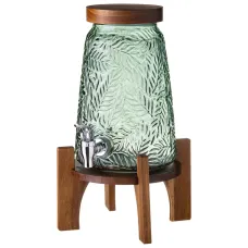 Диспенсер для напитков Flora Green 3,5 л на деревянной подставке (акация) - Lefard