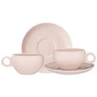 Фарфоровый чайный набор на 2 персоны, 4 предмета, Fusion, 290 мл, пудровый – Bronco