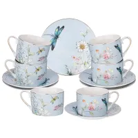 Фарфоровый чайный набор на 6 персон, 12 предметов, Блоссом, 250 мл – Lefard