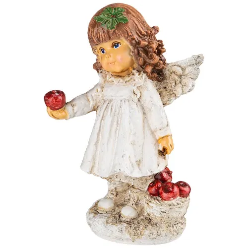 Фигурка декоративная девочка-ангелочек с яблоками высота 19 см - Lefard