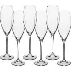Набор бокалов для шампанского из 6 шт. cecilia / carduelis 290 мл высота=26,5 см - Crystal Bohemia