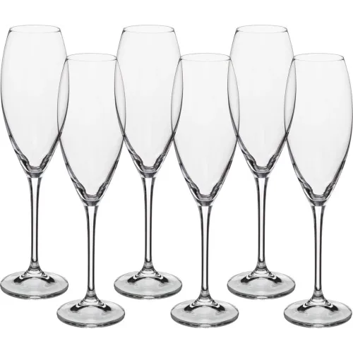 Набор бокалов для шампанского из 6 шт. cecilia / carduelis 290 мл высота=26,5 см - Crystal Bohemia