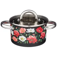 Кастрюля Маки со стеклянной крышкой, нерж.сталь, 1.5 л 16х9 см - Agness