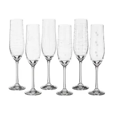 Набор бокалов для шампанского из 6 шт. виола микс 190 мл высота=24 см - Bohemia Crystal