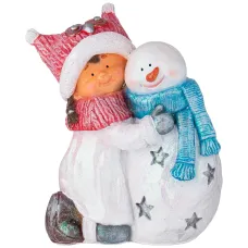 Фигурка декоративная девочка со снеговичком 44*35см - Lefard