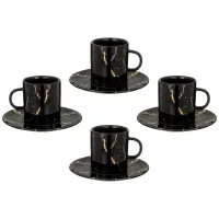 Фарфоровый чайный набор на 4 персоны, 8 предметов, Fantasy, 220 мл, черный – Lefard