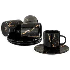 Фарфоровый чайный набор на 4 персоны 8 предметов ffantasy 220 мл черный - Lefard
