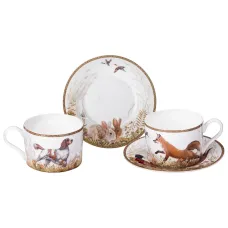 Фарфоровый чайный набор на 2 персоны, 4 предмета, Охота, 300 мл – Lefard