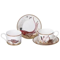 Фарфоровый чайный набор на 2 персоны, 4 предмета, Охота, 300 мл – Lefard