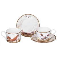 Фарфоровый чайный набор на 2 персоны, 4 предмета, Охота, 300 мл – Lefard