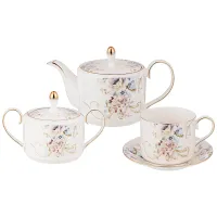 Фарфоровый чайный сервиз на 6 персон, 14 предметов, Завтрак у короля, 1000/350/300 мл - Lefard