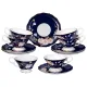 Фарфоровый чайный набор на 6 персон, 12 предметов, Кобальт, объем 280 мл – Lefard