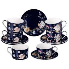 Фарфоровый чайный набор на 6 персон, 12 предметов, кобальт, 190 мл – Lefard