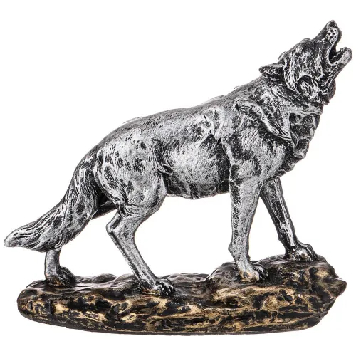 Фигурка декоративная волк 17*15.5 см цвет: серебро