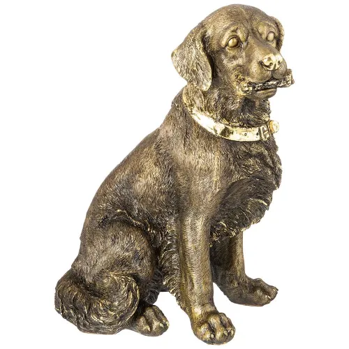 Фигурка декоративная собака с ошейником высота=37 см цвет: бронза с позолотой
