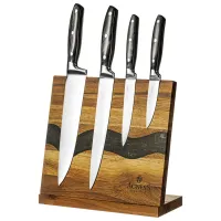 Набор ножей на деревянной подставке с магнитным держателем, 5 предметов - Agness
