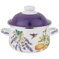 Кастрюля эмалированная с эмалированной крышкой серия Прованс Лимоны 1.5 л, 16*10 см – Agness