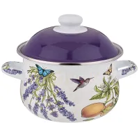 Кастрюля эмалированная с эмалированной крышкой серия Прованс Лимоны 2 л, 18*11 см – Agness