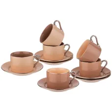 Фарфоровый чайный набор на 6 персон 12 предметов 220 мл капучино - Lefard