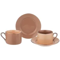 Фарфоровый чайный набор на 2 персоны, 4 предмета, 220 мл, Капучино – Lefard