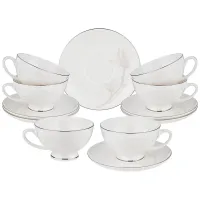 Фарфоровый чайный набор на 6 персон, 12 предметов, Медиссон, 250 мл – Lefard
