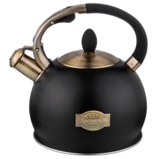 Чайник со свистком, серия черное золото, 3 л термоаккумулирующее дно, индукция - Agness