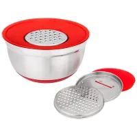 Миска 6 в 1 с крышкой с 3-мя съемными терками, 24 см, 2.25 л, противоскользящее дно – Agness