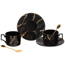 Фарфоровый чайный набор на 2 персоны 6 предметов fantasy 250 мл черный - Lefard