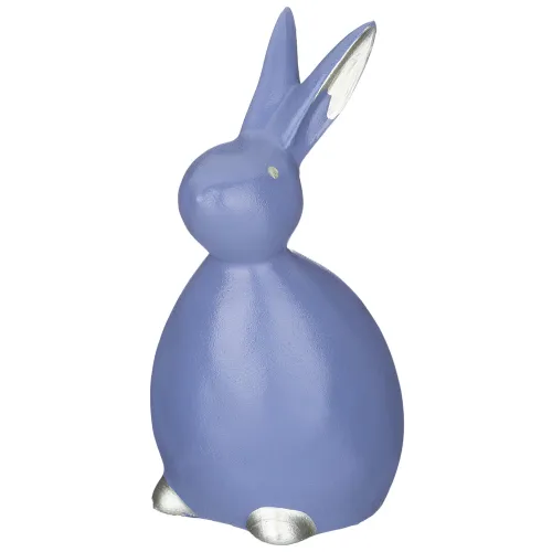 Фигурка декоративная кролик интерьерный малый, 18*9*10 см, цвет: голубой-серебро - Lefard