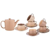 Фарфоровый чайный набор на 6 персон, 13 предметов, 220 мл, терракотовый – Lefard
