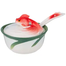 Икорница с крышкой и ложкой Золотая Рыбка 10*10*9 см – Lefard