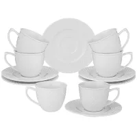 Фарфоровый кофейный набор на 6 персон, 12 предметов, Диаманд, 90 мл – Lefard