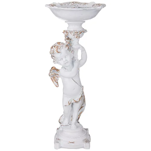Фигурка декоративная ангел держит чашу цвет:белый с позолотой 46*20*18см
