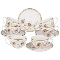 Фарфоровый чайный набор на 6 персон 12 предметов lilies 280 мл - Lefard