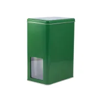 Банка для чая зеленая с окошком (д151мм х ш101мм х в211мм)